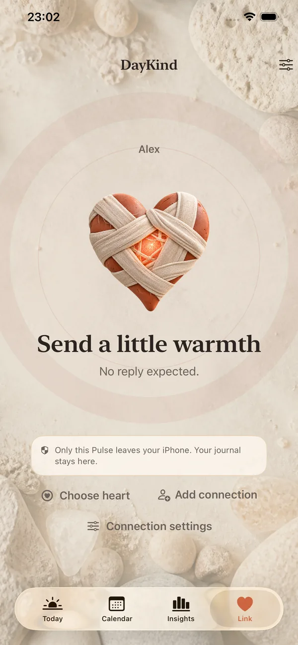 Link screen, ready to send a Pulse
