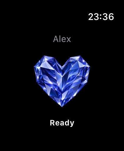 Watch app with an indigo heart